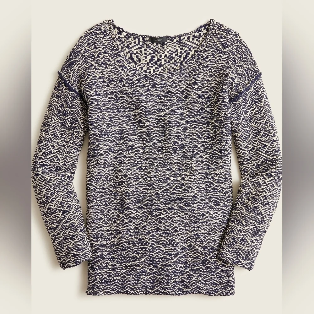 J Crew Navy Pebble Relaxed Wideneck Sweater Size Small
